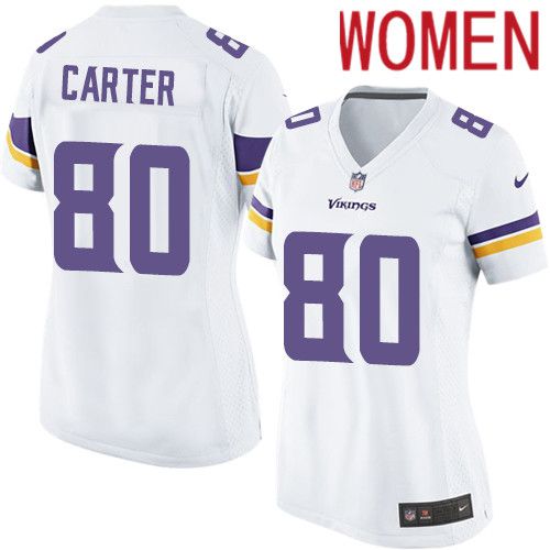 Women Minnesota Vikings #80 Cris Carter Nike White Game NFL Jersey